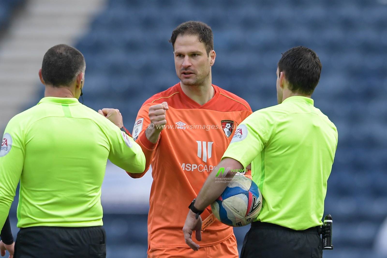 Asmir Begovic #1 of Bournemouth shows respect to the officials at the end of the game