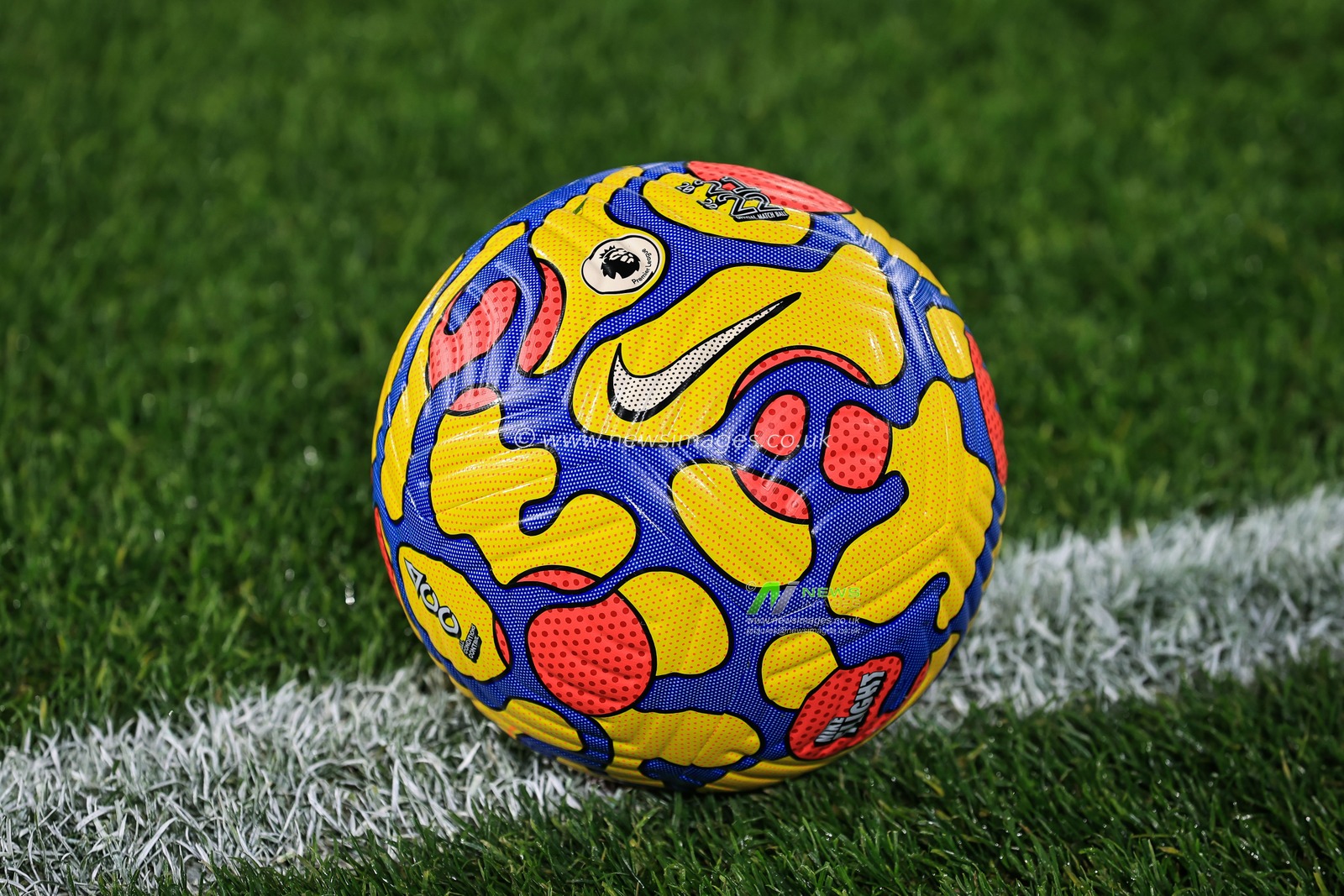 Hi-Vis Premier League Nike Flight Ball on the Pitch at Elland Road