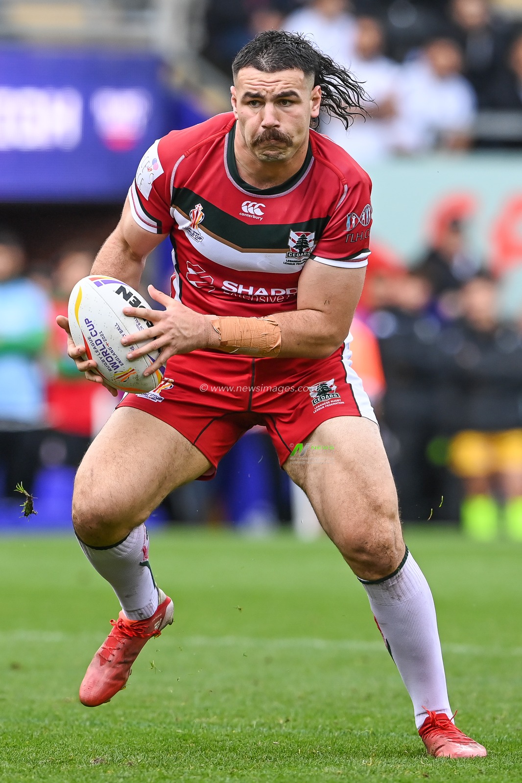 Khalil Rahme of Lebanon in action during the Rugby League World Cup 2021 match Ireland vs Lebanon at Leigh Sports Village, Leigh, United Kingdom, 23rd October 2022

(Photo by Craig Thomas/News Images)