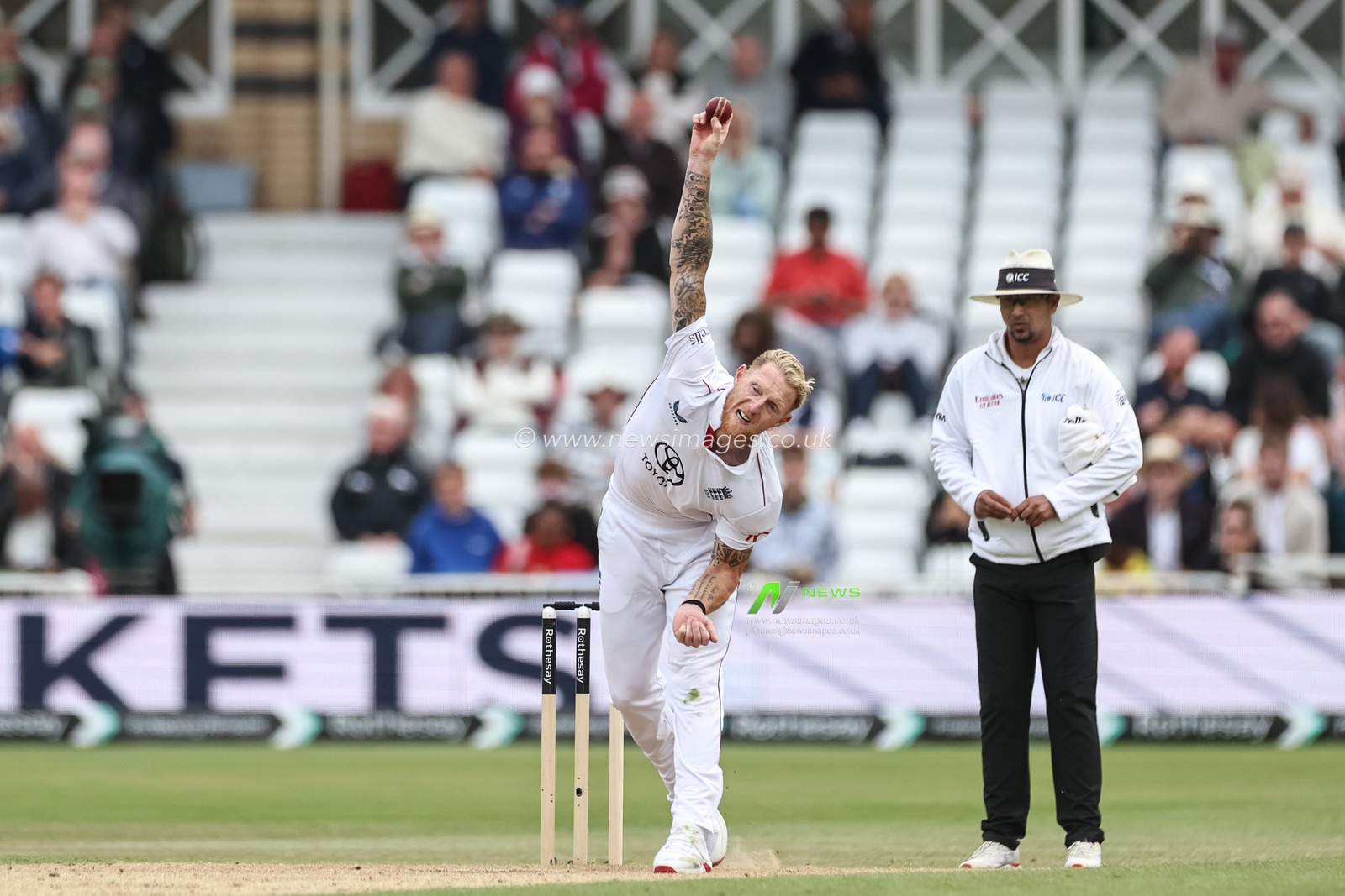 England captain Ben Stokes delivers the ball during the Rothesay Test Match Day 3 England vs Zimbabwe at Trent Bridge, Nottingham, United Kingdom, 24th May 2025

(Photo by Mark Cosgrove/News Images)