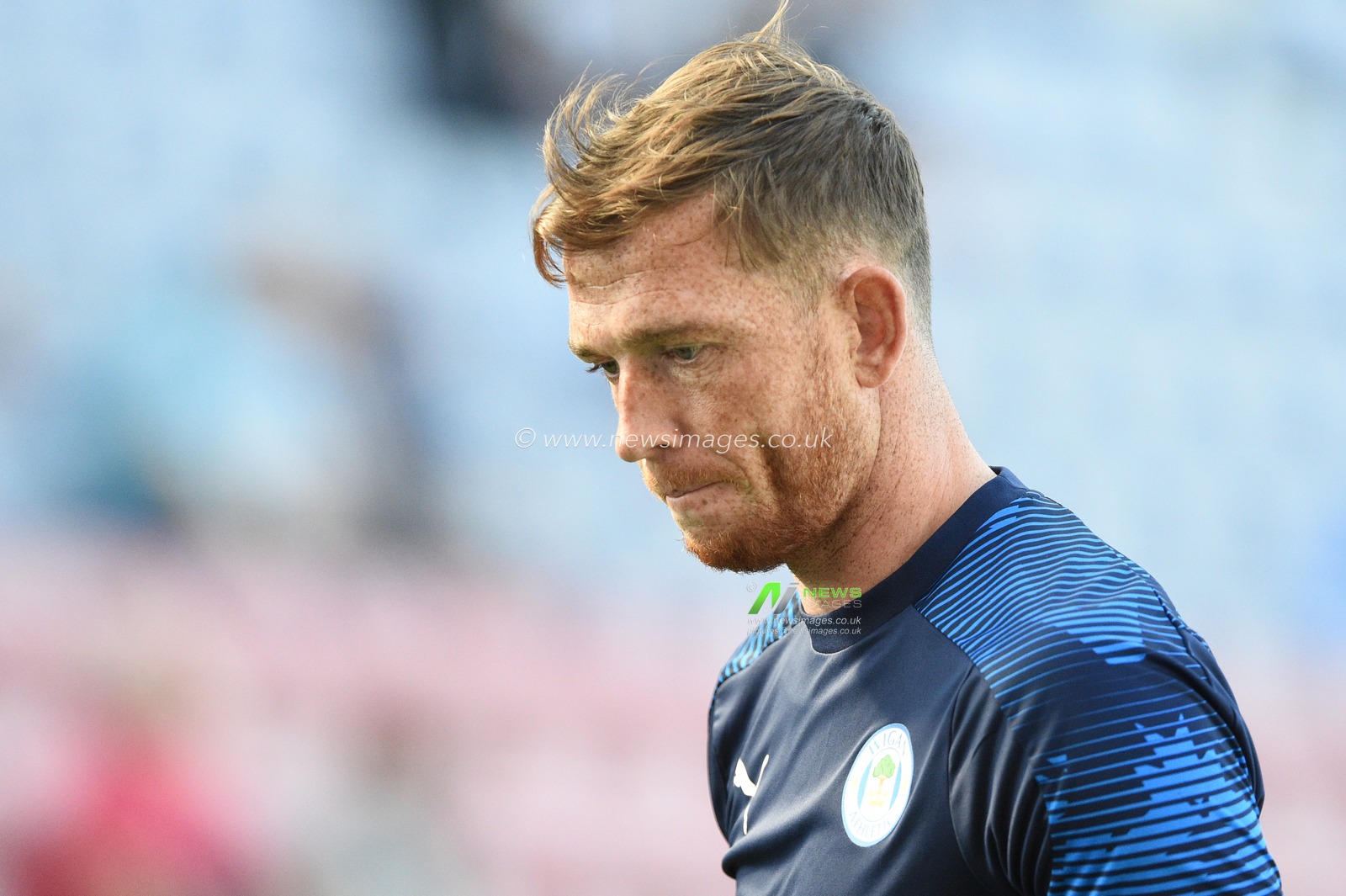 21st September 2019, DW Stadium, Wigan, England; Sky Bet Championship Football, Wigan Athletic vs Charlton Athletic ; Joe Garner (14) of Wigan Athletic during the pre match warm up.


Credit: Richard Long/News Images

English Football League images are subject to DataCo Licence