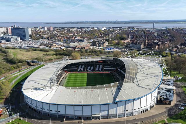 An aerial view of The MKM Stadium during the Sky Bet Championship match Hull City vs Coventry City at MKM Stadium, Hull, United Kingdom on 06 April 2026

(Photo by Mark Cosgrove/News Images)