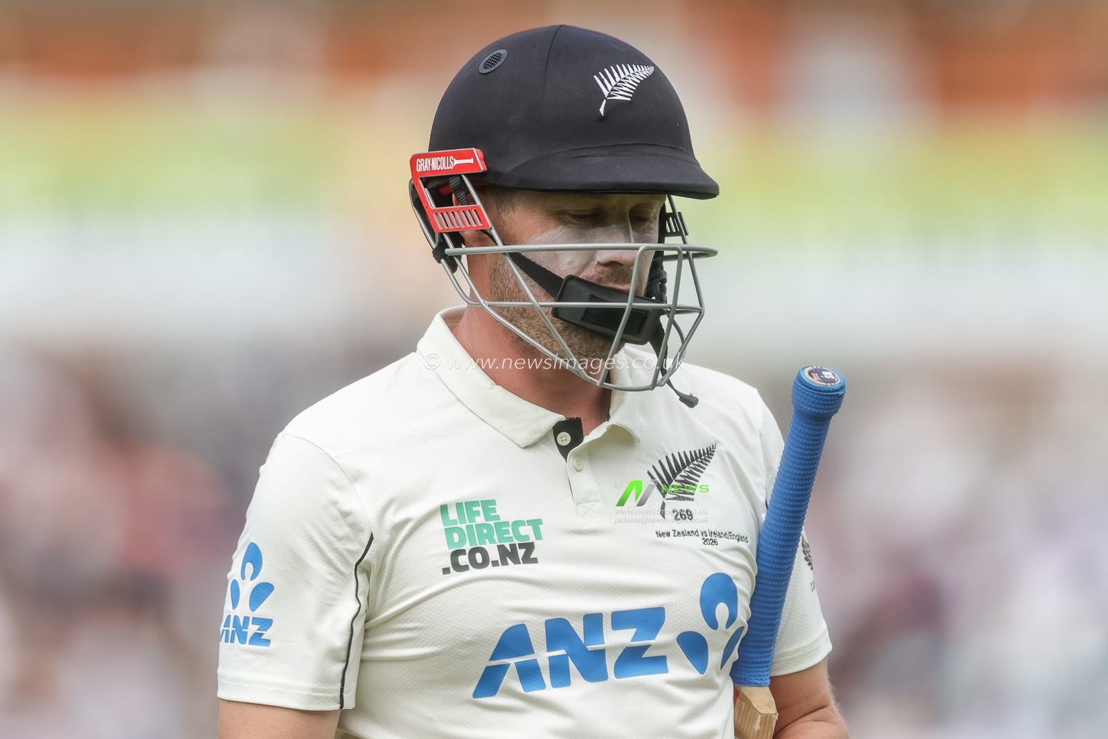 Henry Nicholls of New Zealand leaves the field of play after being dismissed during the 2nd Rothesay Test Match Day 1 match England vs New Zealand at The Kia Oval, London, United Kingdom on 17 June 2026

(Photo by Mark Cosgrove/News Images)