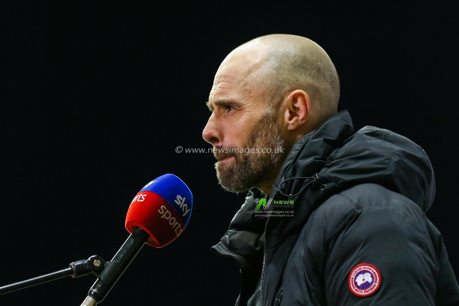Paul Warne manager of Rotherham United is interviewed by Sky Sports after the game