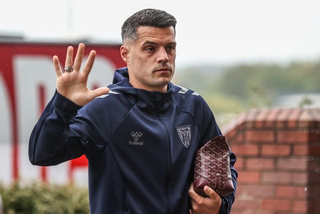 Granit Xhaka of Sunderland arrives during the Premier League match Sunderland vs Manchester United at Stadium Of Light, Sunderland, United Kingdom on 09 May 2026

(Photo by Alfie Cosgrove/News Images)