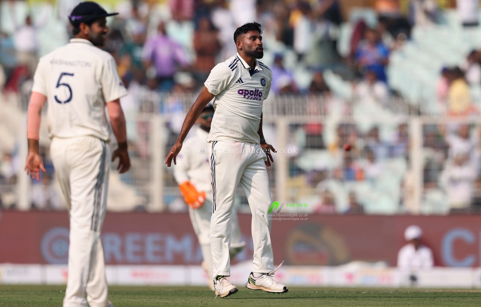 Mohammed Siraj of India bowled out Marco Jansen Of South Africa and celebrates during the IDFC First Bank Test match day 1 India vs South Africa at Eden Gardens, Kolkata, India, 14th November 2025

(Photo by Shubhajit Roy Karmakar/News Images)