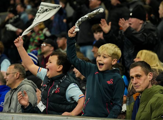 Swansea City fans celebrate during the Sky Bet Championship match Swansea City vs Preston North End at Swansea.com Stadium, Swansea, United Kingdom on 24 February 2026

(Photo by Andrew Lewis/News Images)