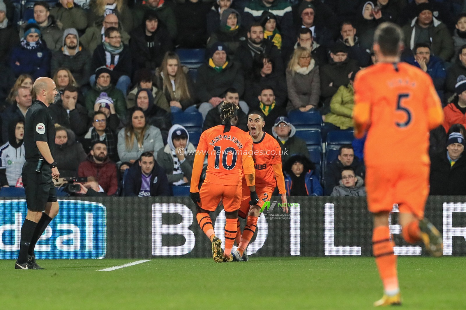3rd March 2020, The Hawthorns, West Bromwich, England; Emirates FA Cup 5th Round, West Bromwich Albion v Newcastle United : Miguel Almiron (24) of Newcastle United celebrates his goal to make it 0-1