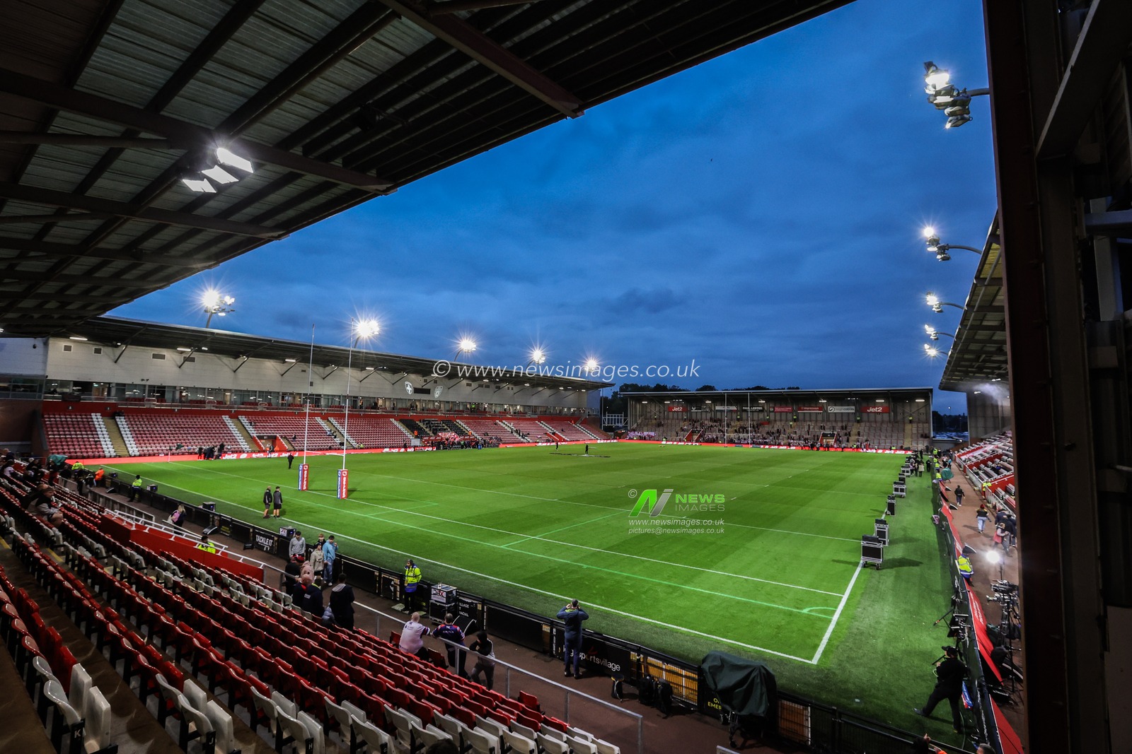 A general view of Progress With Unity Stadium ahead of the Betfred Super League play-off Eliminator 1 match Leigh Leopards vs Wakefield Trinity at Progress With Unity Stadium, Leigh, United Kingdom, 26th September 2025

(Photo by Alfie Cosgrove/News Images)