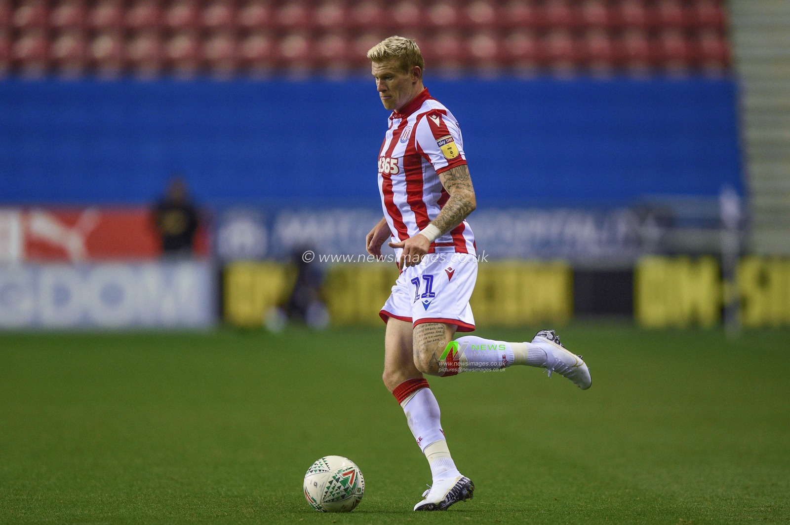13th August 2019, DW Stadium, Wigan, England; Carabao Cup, Round 1,  Wigan Athletic vs Stoke City ; James McClean (11) of Stoke City during the game


Credit: Richard Long/News Images

English Football League images are subject to DataCo Licence