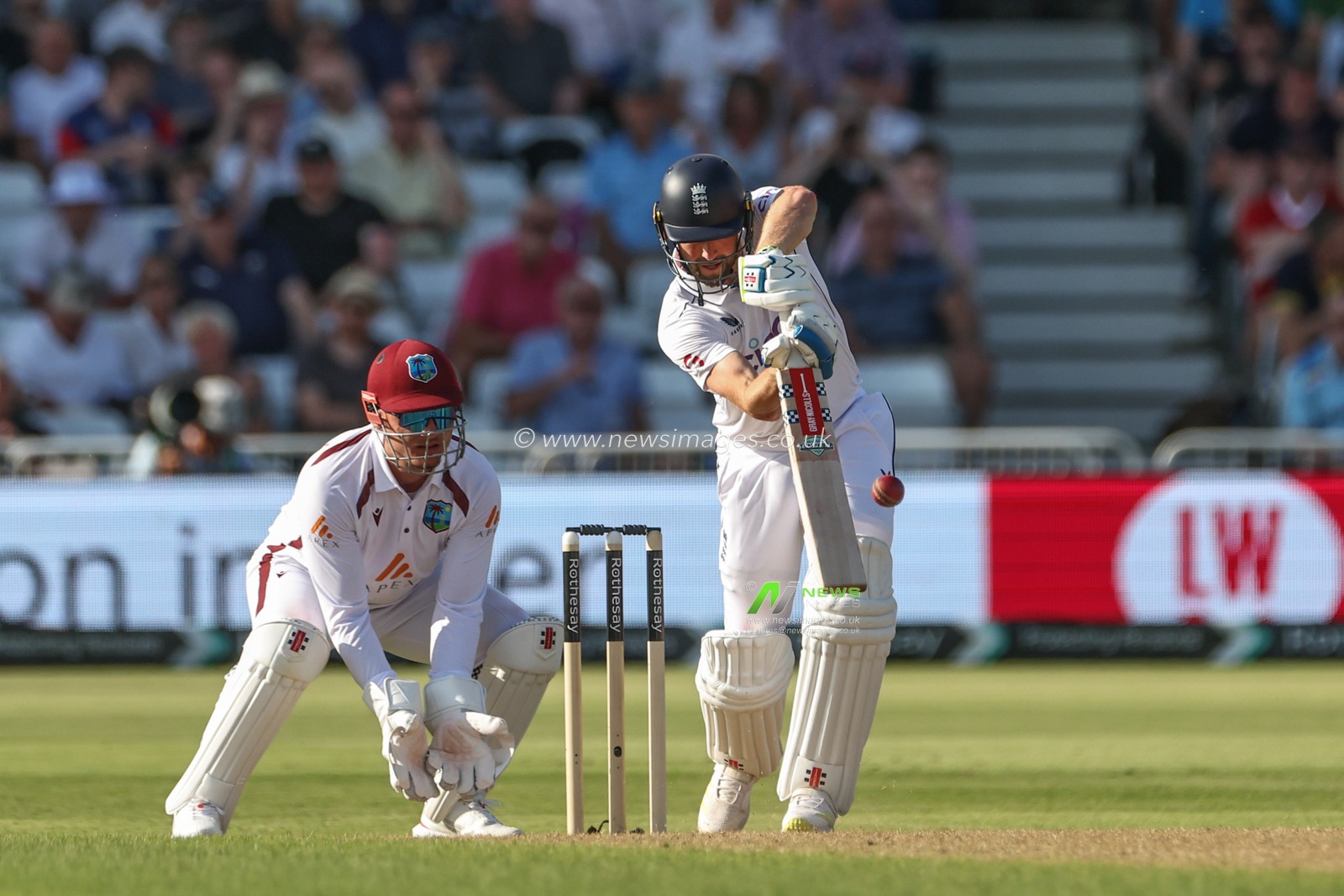 Chris Woakes of England plays a safety shot during the 2nd Rothesay Test Match match England vs West Indies at Trent Bridge, Nottingham, United Kingdom, 18th July 2024

(Photo by Mark Cosgrove/News Images)