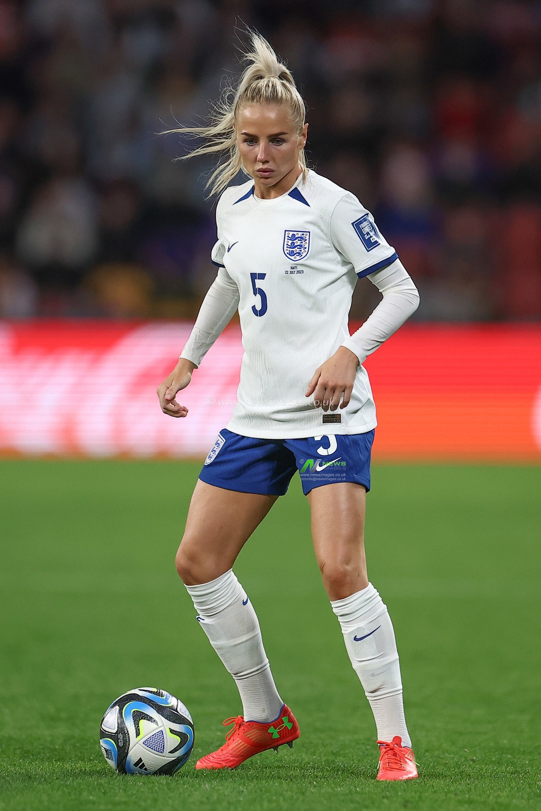 Alex Greenwood #5 of England holds the ball during the FIFA Women's World Cup 2023 Group D England Women vs Haiti Women at Suncorp Stadium, Brisbane, Australia, 22nd July 2023

(Photo by Patrick Hoelscher/News Images)