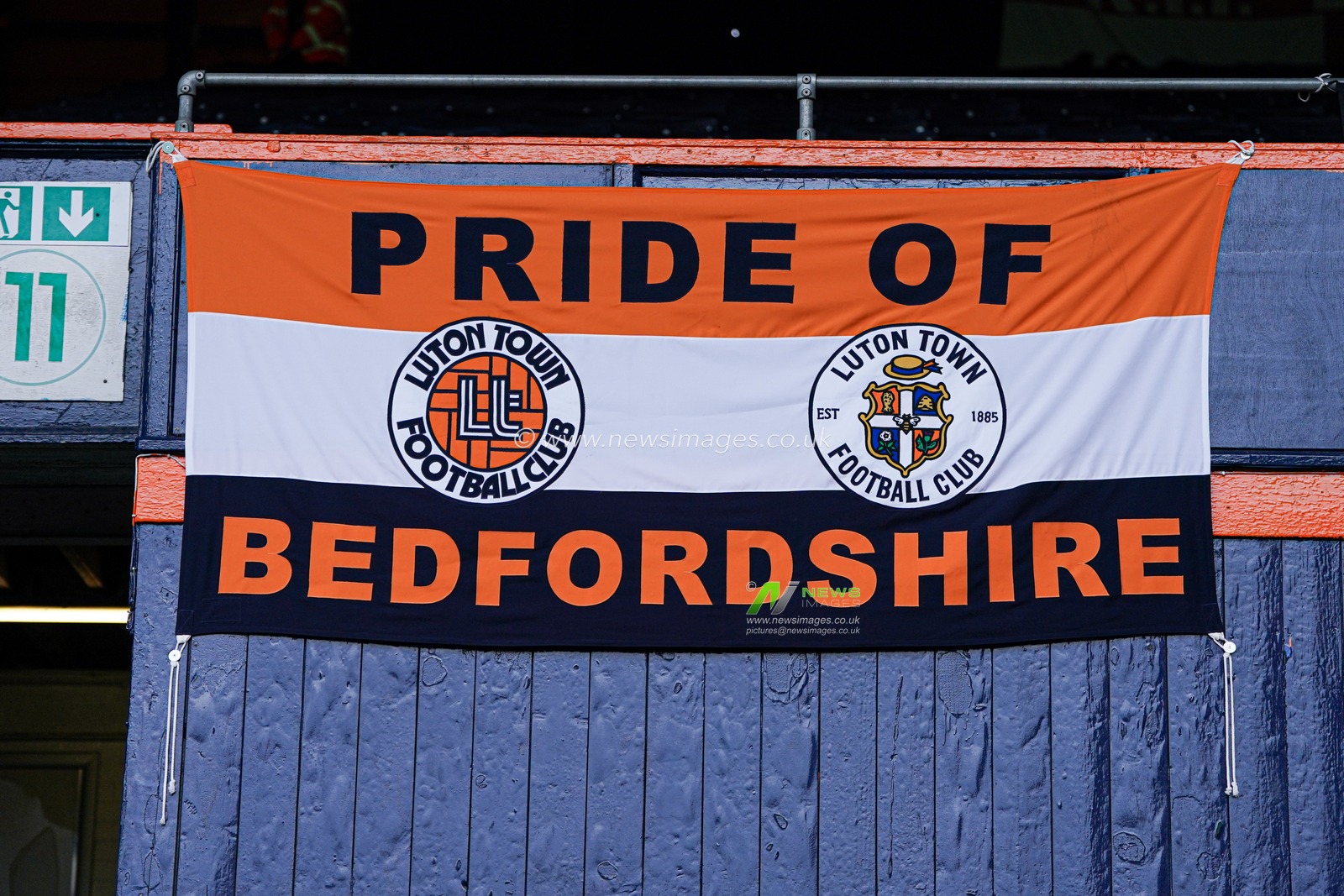 Luton town banner ahead of the Sky Bet Championship match Luton Town vs Bristol City at Kenilworth Road, Luton, United Kingdom, 21st April 2025

(Photo by Harvey Murphy/News Images)