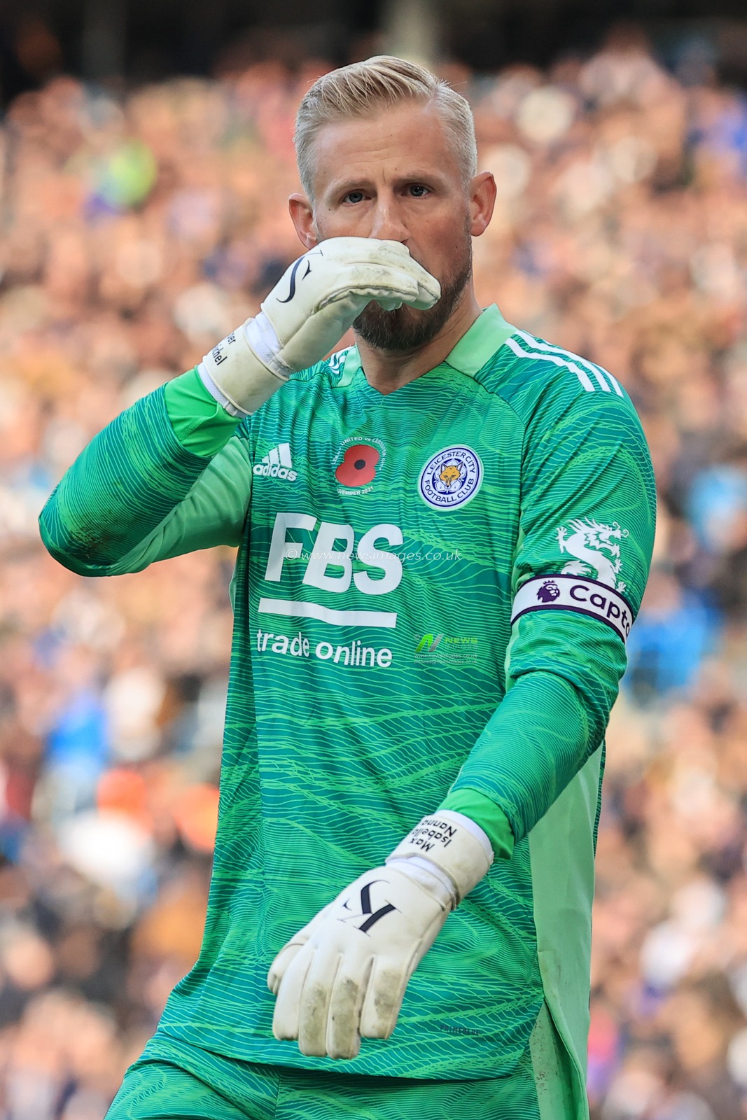 Kasper Schmeichel #1 of Leicester City during the game