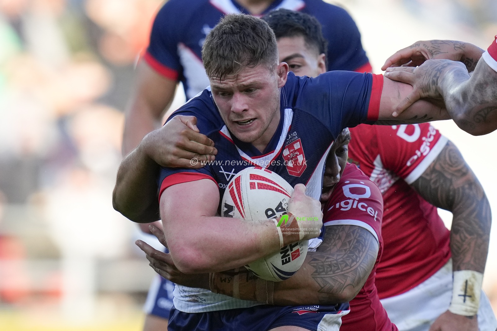 Morgan Knowles #15 of England during the Rugby League International match England vs Tonga at Totally Wicked Stadium, St Helens, United Kingdom, 22nd October 2023

(Photo by Steve Flynn/News Images)