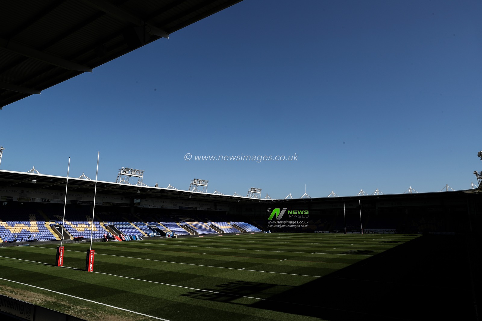 A general view inside of the Halliwell Jones Stadium, home of Warrington Wolves ahead of  the Betfred Challenge Cup Quarter Final match Warrington Wolves vs St Helens at Halliwell Jones Stadium, Warrington, United Kingdom, 5th April 2025

(Photo by Gareth Evans/News Images)