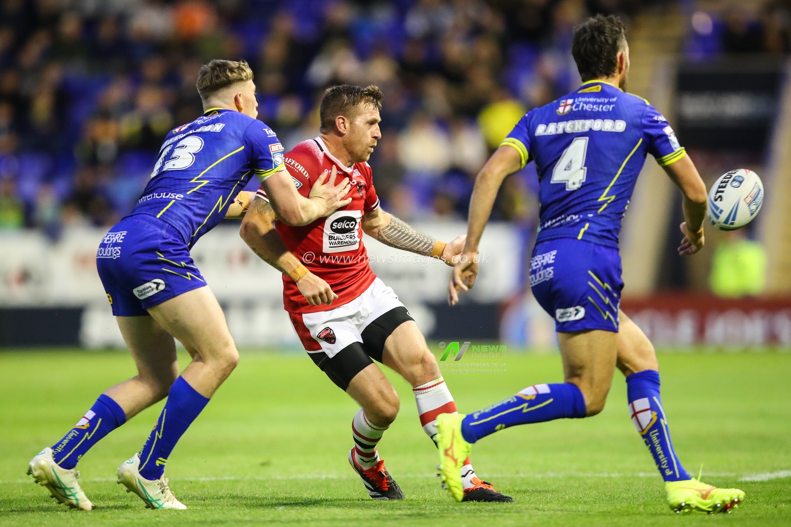Marc Sneyd of Salford Red Devils passes the ball during the Betfred Super League Round 14 match Warrington Wolves vs Salford Red Devils at Halliwell Jones Stadium, Warrington, United Kingdom, 14th June 2024

(Photo by Gareth Evans/News Images)