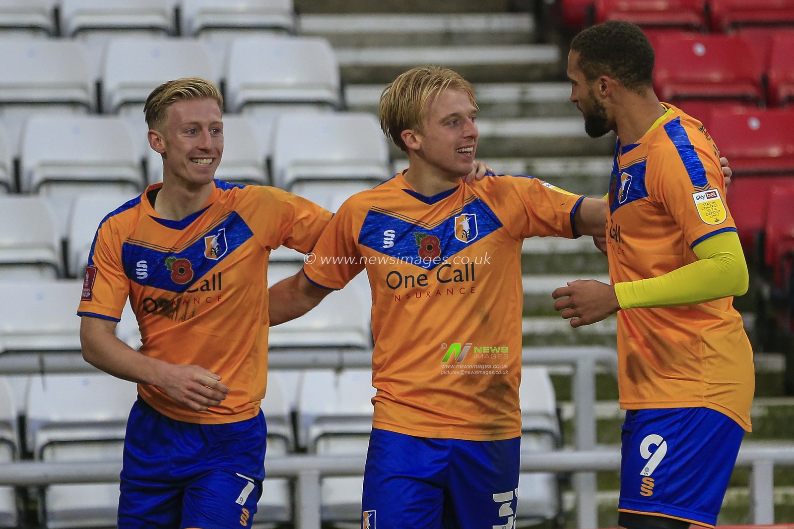 George Lapslie #32 of Mansfield Town celebrates his goal to make it 0-1
