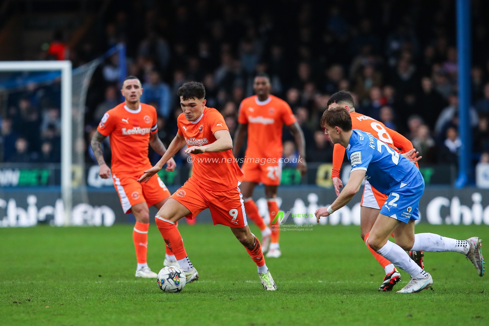 Kyle Joseph of Blackpool goes forward with the ball during the Sky Bet League 1 match Peterborough United vs Blackpool at Weston Homes Stadium, Peterborough, United Kingdom, 17th February 2024

(Photo by Gareth Evans/News Images)