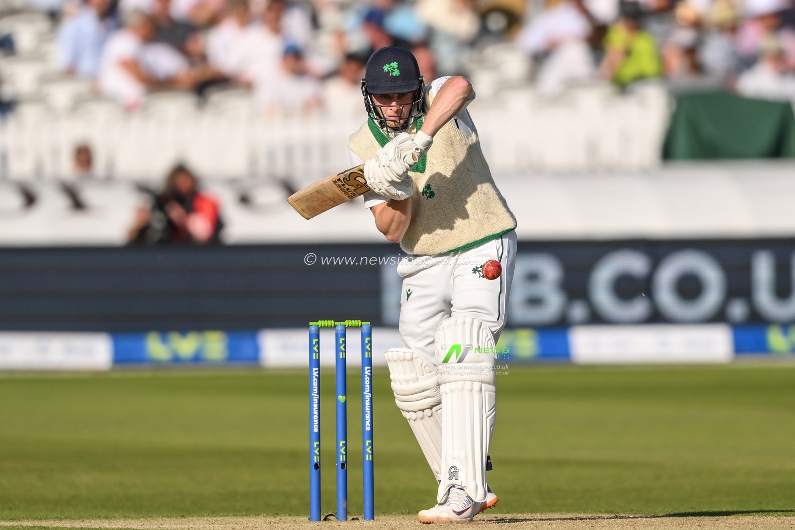 Lorcan Tucker of Ireland faces a delivery from Josh Tongue of England during the LV= Insurance Test match Day 2 England vs Ireland at Lords, London, United Kingdom, 2nd June 2023

(Photo by Craig Thomas/News Images)