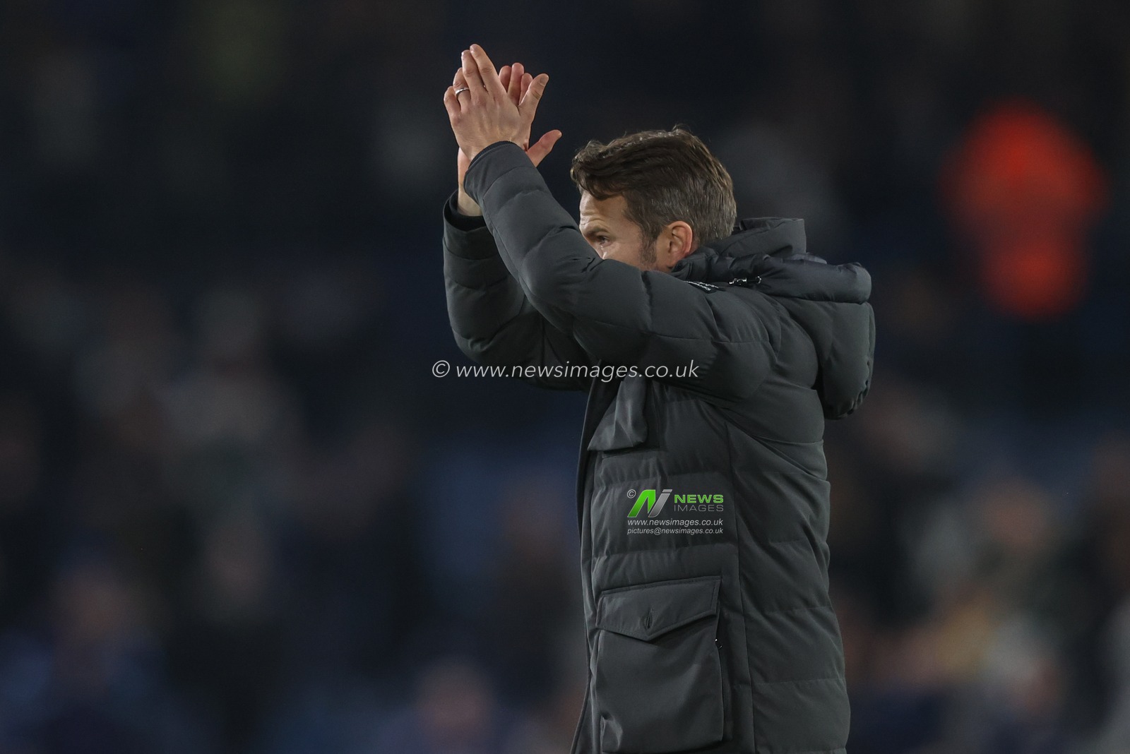Tom Cleverley manager of Watford applauds the away fans after the game during the Sky Bet Championship match Leeds United vs Watford at Elland Road, Leeds, United Kingdom, 22nd October 2024

(Photo by Alfie Cosgrove/News Images)