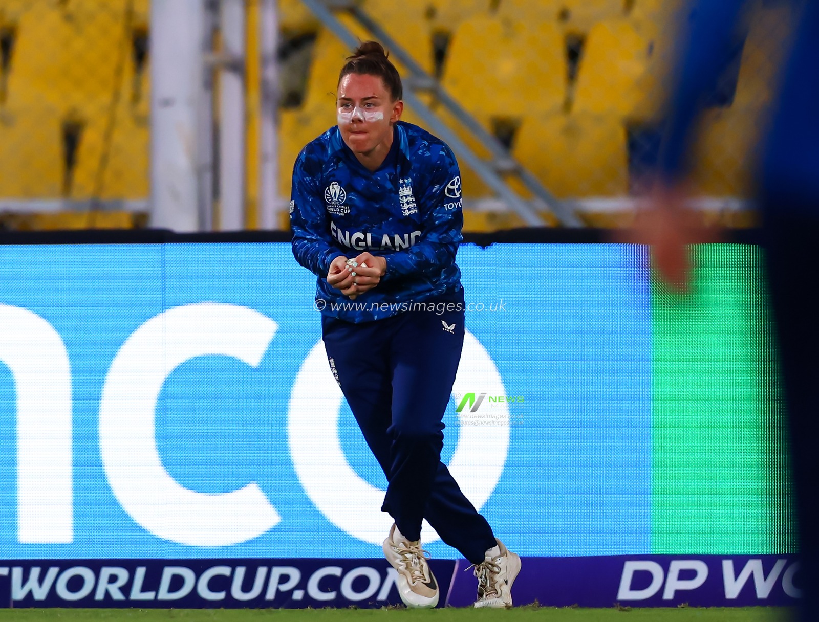 Linsey Smith of England takes a catch and dissmiss Ritu moni of Bangladesh during the ICC Women's World Cup match England Women vs Bangladesh Women at ACA Barsapara Cricket Stadium, Guwahati, Assam/ India, 7th October 2025

(Photo by Shubhajit Roy Karmakar/News Images)