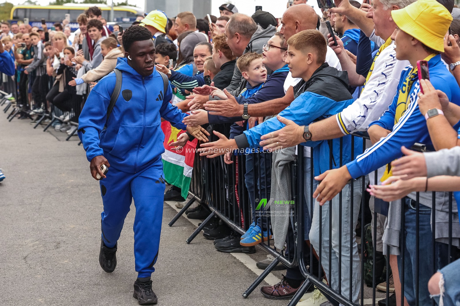 Wilfried Gnonto of Leeds United arrives during the Premier League match Leeds United vs Everton at Elland Road, Leeds, United Kingdom, 18th August 2025

(Photo by Mark Cosgrove/News Images)