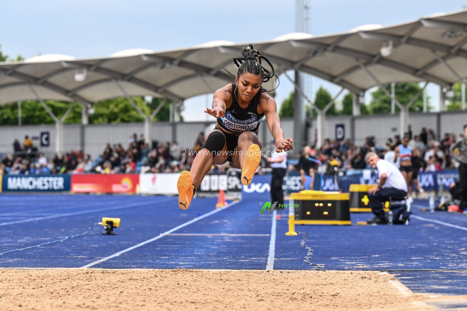 Omitowoju in the womenâ€™s triple jump final during the Microplus UK Athletics Championships Day 1 at Manchester Regional Arena, Manchester, United Kingdom, 29th June 2024

(Photo by Craig Thomas/News Images)