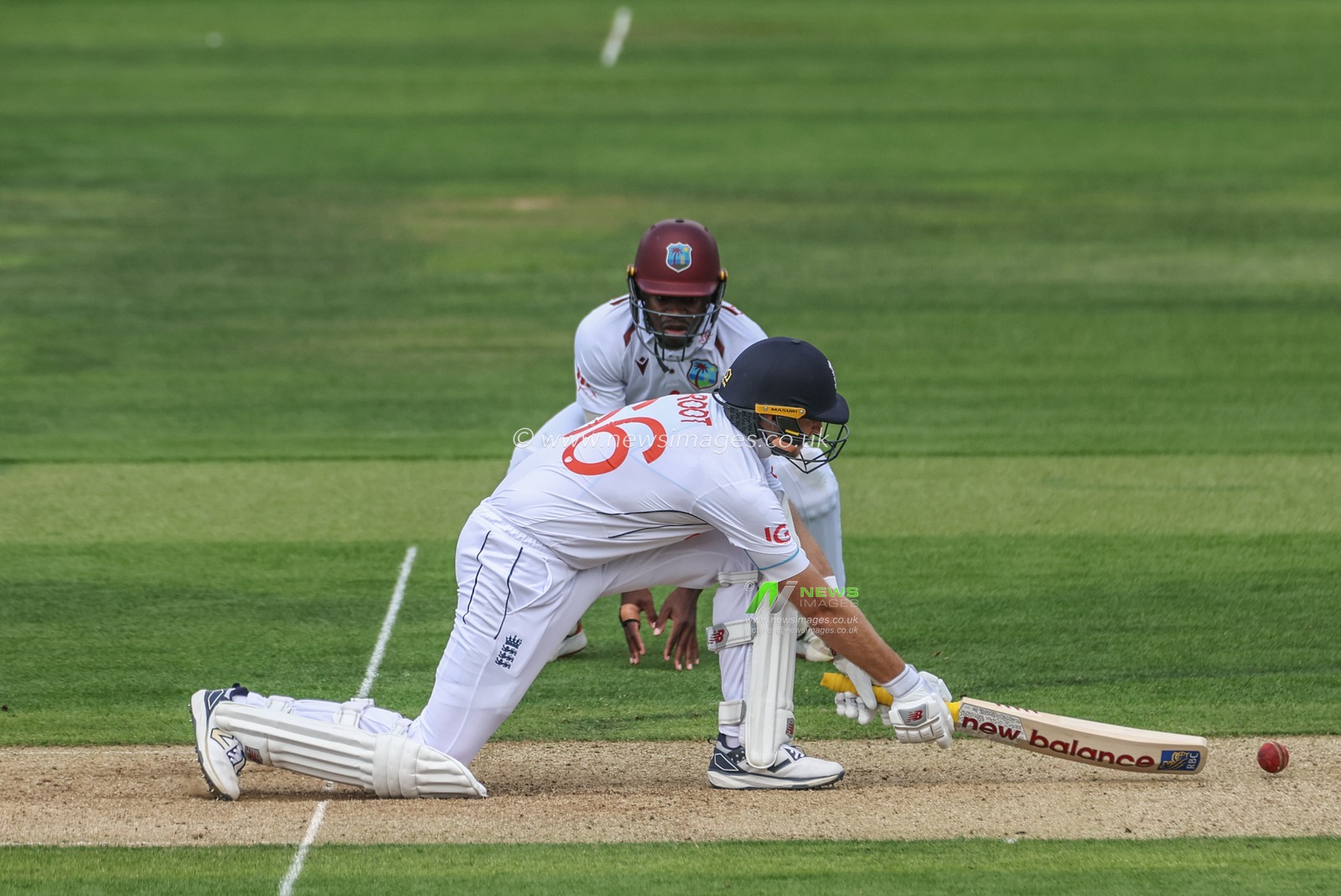 Joe Root of England sweeps the ball during the Rothesay Test Match Day Two England v West Indies at Lords, London, United Kingdom, 11th July 2024

(Photo by Mark Cosgrove/News Images)