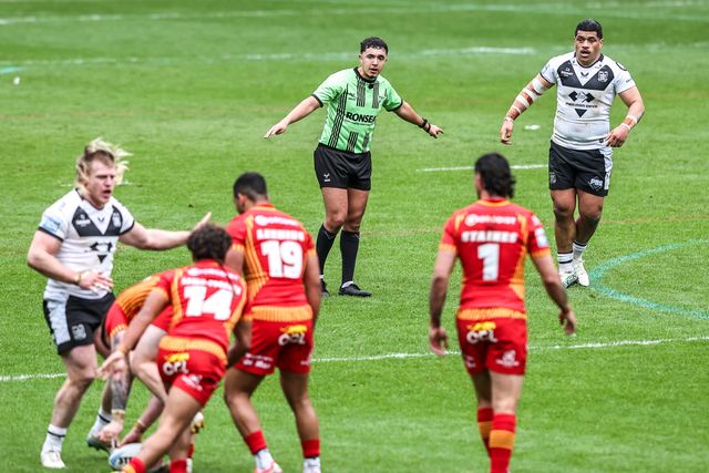 Referee Liam Rush gives instructions during the Betfred Super League round 6 match Hull FC vs Catalans Dragons at MKM Stadium, Hull, United Kingdom on 29 March 2026

(Photo by Alfie Cosgrove/News Images)