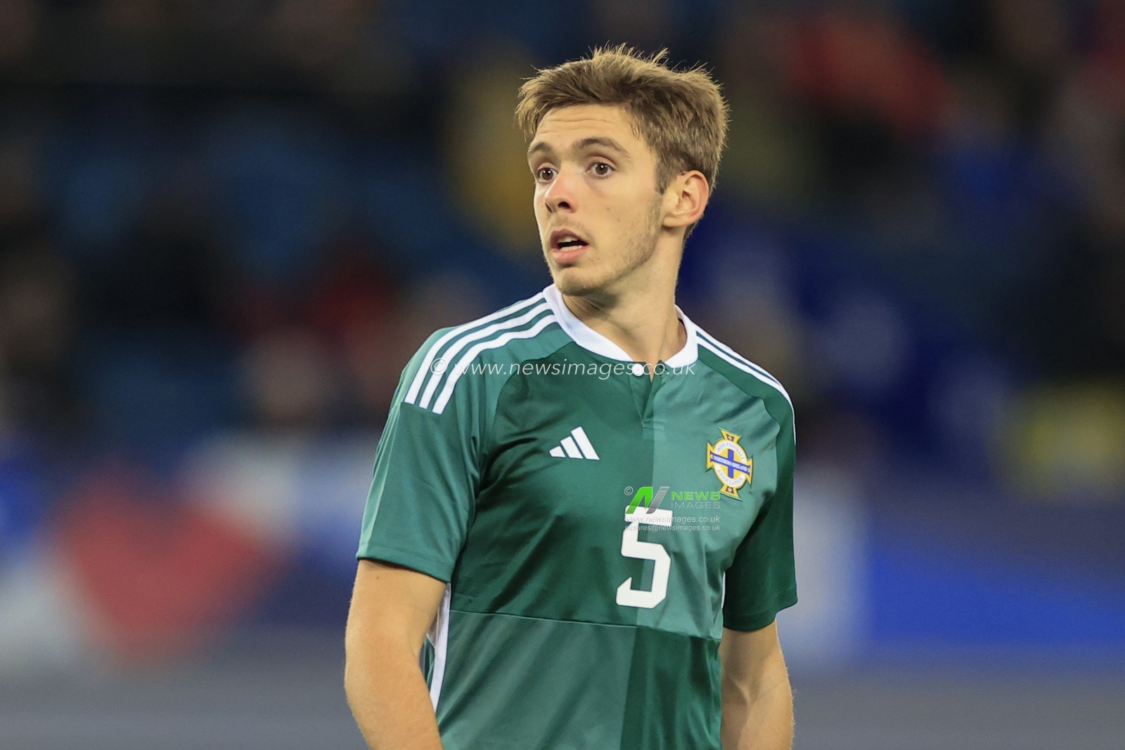 Ruairi McConville #5  of Northern Ireland U21 during the UEFA Euro U21 Qualifiers match England U21 vs Northern Ireland U21 at Goodison Park, Liverpool, United Kingdom, 21st November 2023

(Photo by Conor Molloy/News Images)