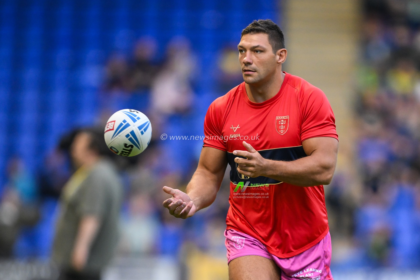Ryan Hall of Hull KR during pre match warm up ahead of the Betfred Super League Round 20 match Warrington Wolves vs Hull KR at Halliwell Jones Stadium, Warrington, United Kingdom, 2nd August 2024

(Photo by Craig Thomas/News Images)