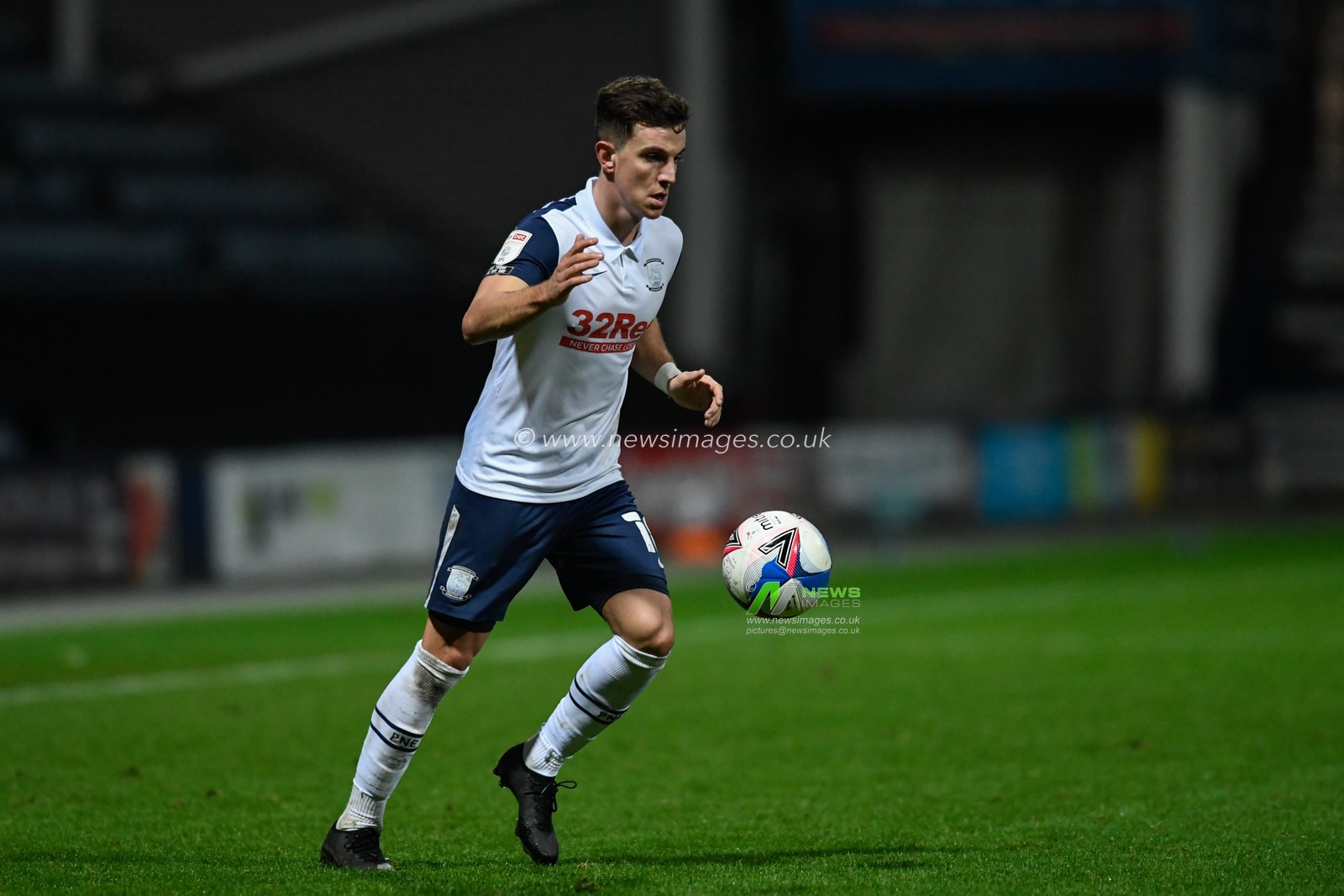 Josh Harrop #10 of Preston North End controls the ball