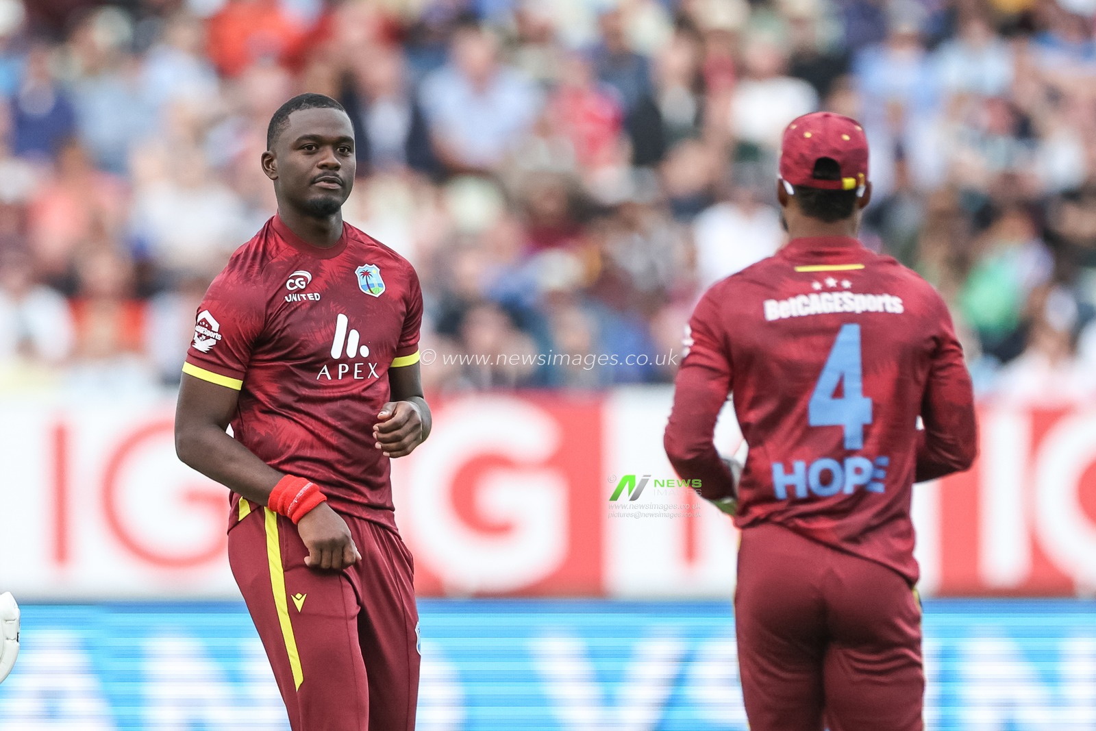 Jayden Seales of West Indies celebrates the wicket of Jacob Bethell of England during the 1st Metro Bank ODI England vs West Indies at Edgbaston, Birmingham, United Kingdom, 29th May 2025

(Photo by Mark Cosgrove/News Images)