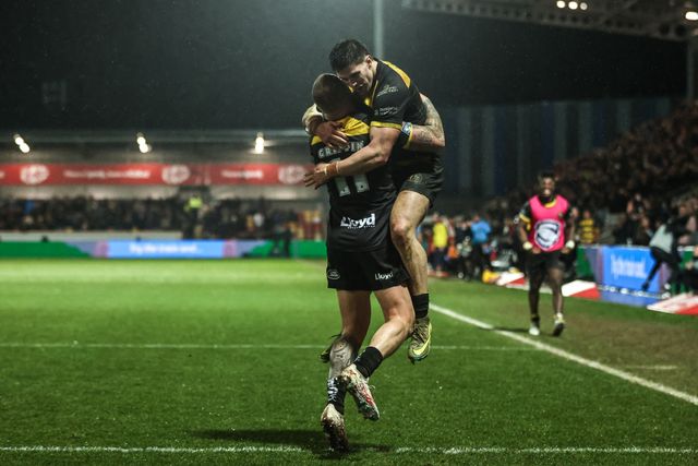 Scott Galeano of York Knights celebrates his try during the Betfred Super League Round 1 match York Knights vs Hull KR at LNER Community Stadium, Lincoln, United Kingdom on 12 February 2026

(Photo by Alfie Cosgrove/News Images)