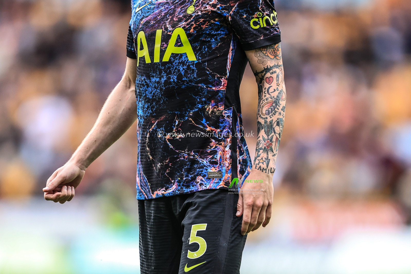 Pierre-Emile Hojbjerg #5 of Tottenham Hotspurâ€™s tattoo on his arm