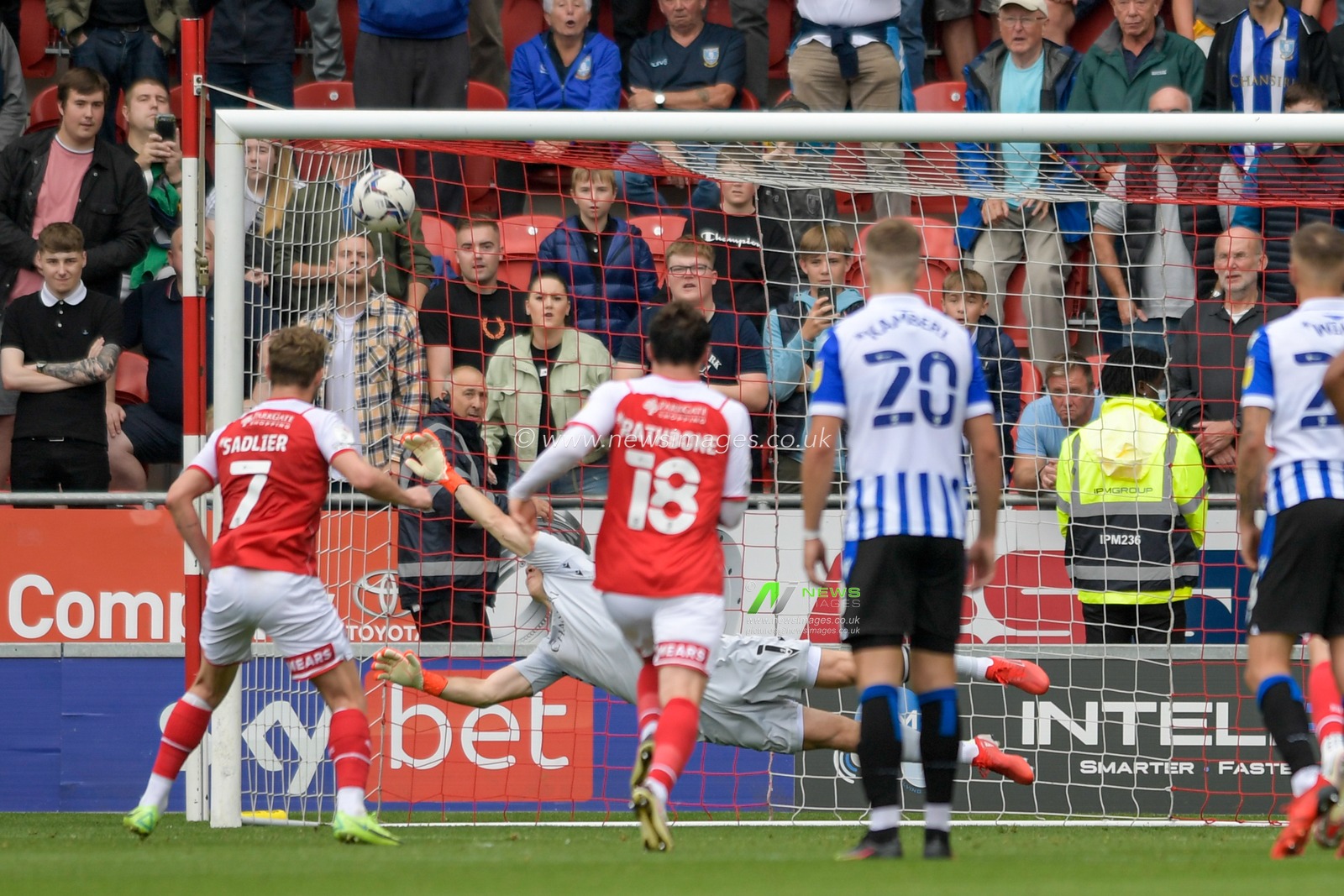 Bailey Peacock-Farrell #1 of Sheffield Wednesday saves a penalty