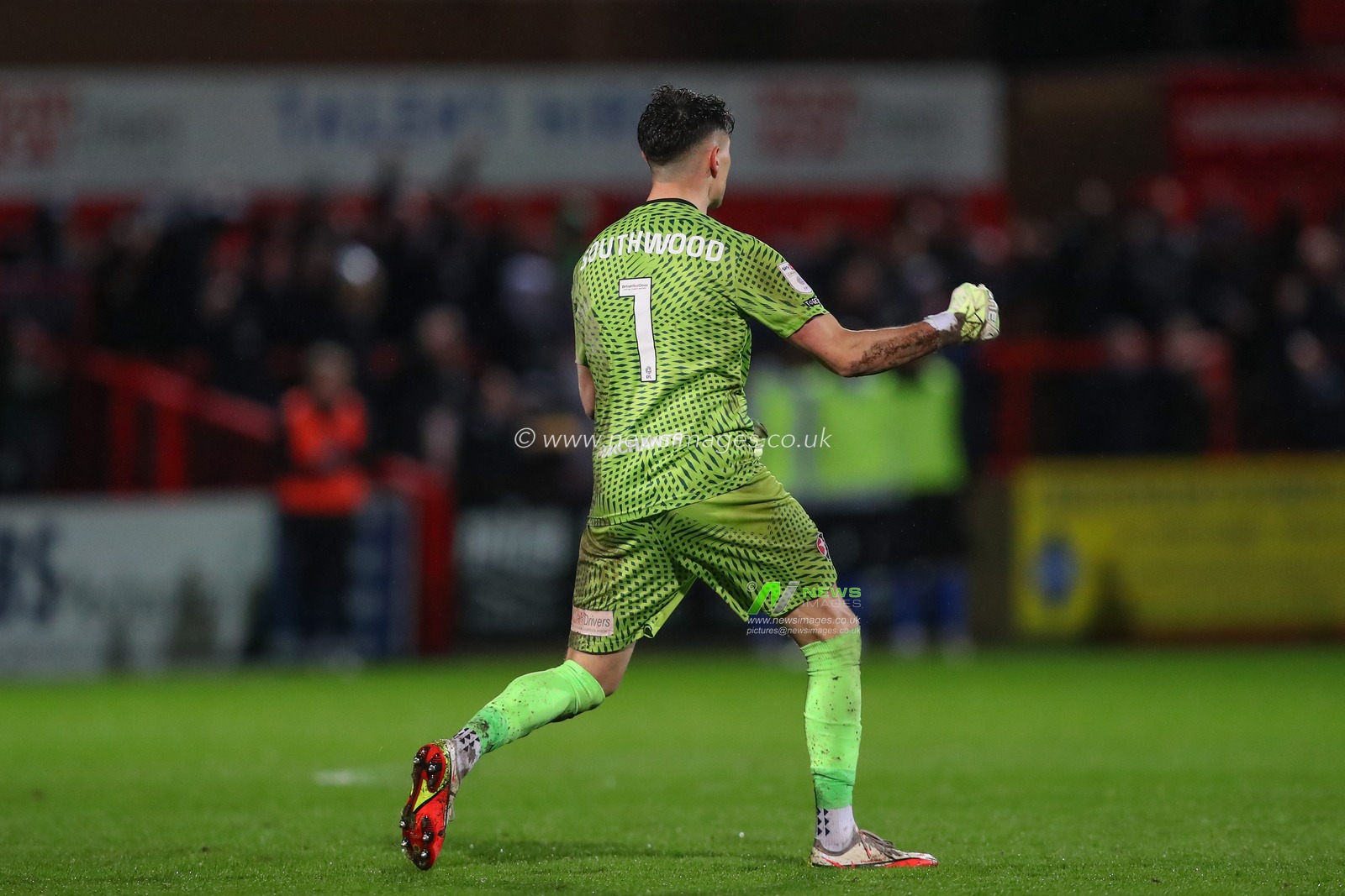 Luke Southwood #1 of Cheltenham Town celebrates his teams goal to make it 1-0 during the Sky Bet League 1 match Cheltenham Town vs Sheffield Wednesday at The Completely-Suzuki Stadium, Cheltenham, United Kingdom, 29th March 2023

(Photo by Gareth Evans/News Images)