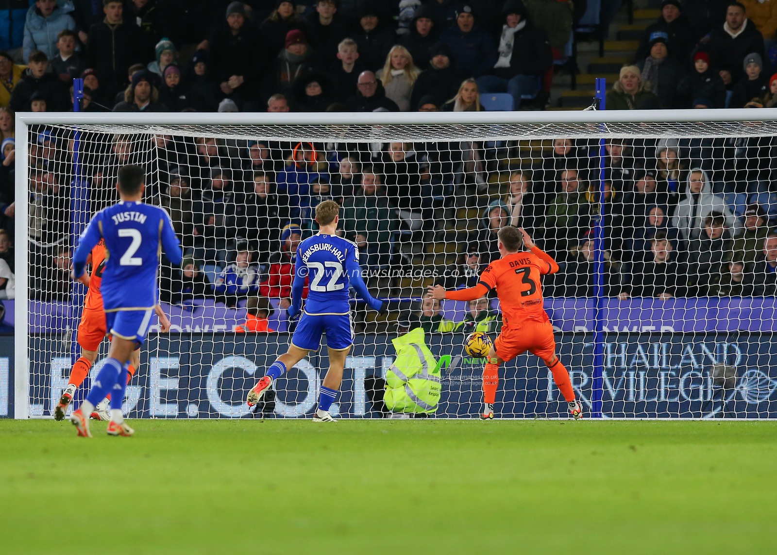 Leif Davis  of Ipswich Town scores an own goal to make it 1-0 Leicester City, during the Sky Bet Championship match Leicester City vs Ipswich Town at King Power Stadium, Leicester, United Kingdom, 22nd January 2024

(Photo by Gareth Evans/News Images)