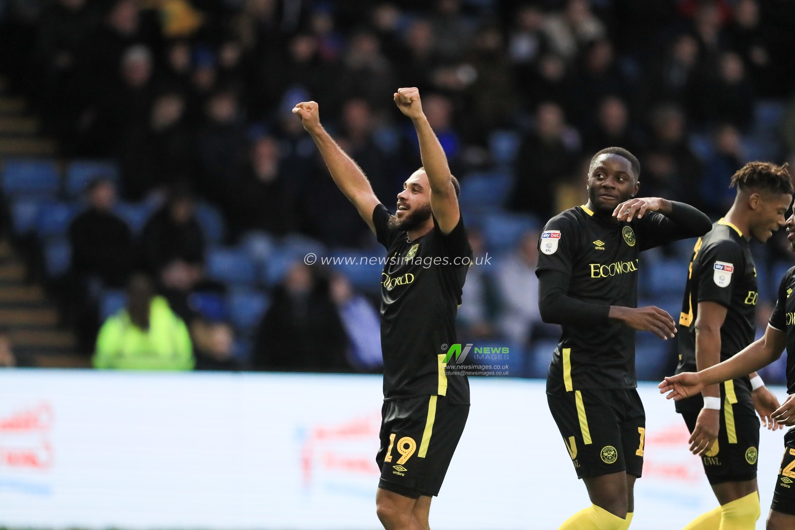 7th December 2019, Hillsborough, Sheffield, England; Sky Bet Championship, Sheffield Wednesday v Brentford : Bryan Mbeumo (19) of Brentford celebrates his goal to make it 0-1

Credit: Mark Cosgrove/News Images