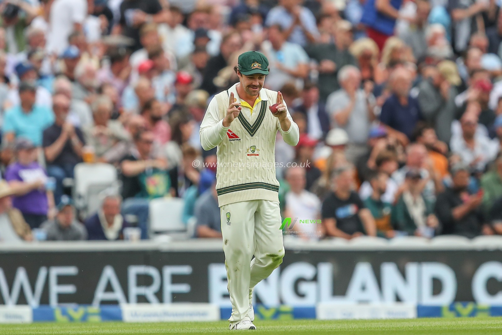 Travis Head of Australia celebrates the dismissal of Chris Woakes of England during the LV= Insurance Ashes Fifth Test Series Day One England v Australia at The Kia Oval, London, United Kingdom, 27th July 2023

(Photo by Gareth Evans/News Images)