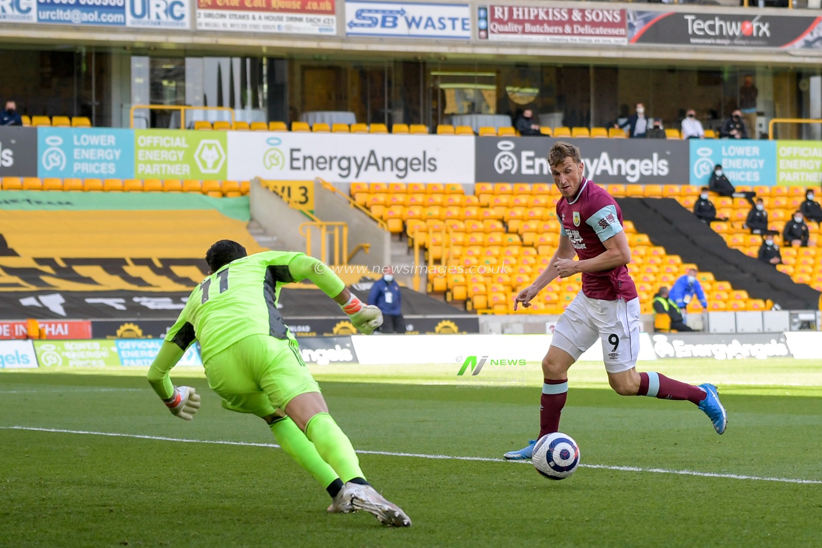 Chris Wood #9 of Burnley scores a goal to make it 0-2