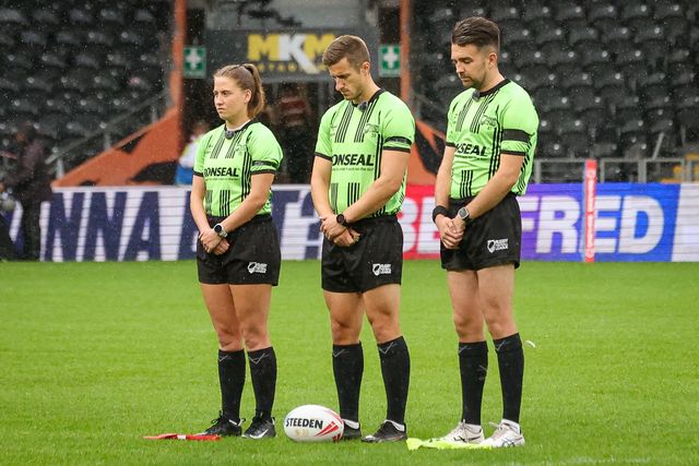 A minute’s silence observed for Sir Billy Boston during the Betfred Super League round 25 match Hull FC vs Warrington Wolves at MKM Stadium, Hull, United Kingdom on 29 August 2026

(Photo by Alfie Cosgrove/News Images)