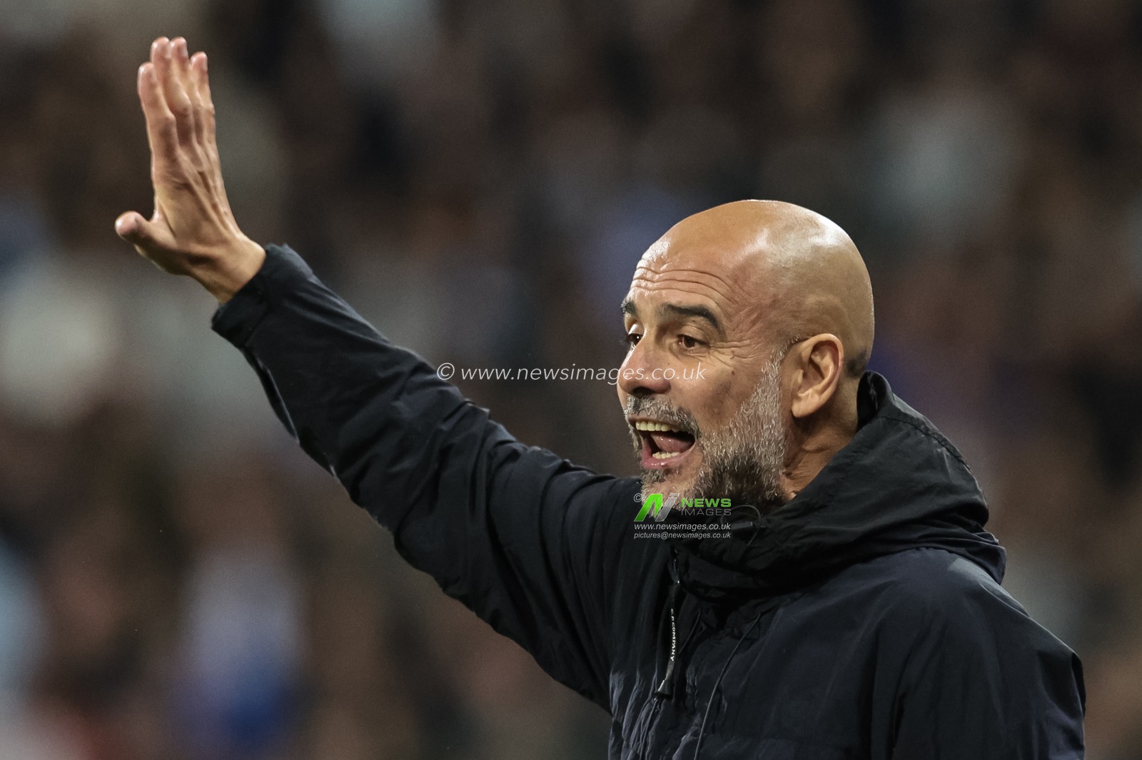 Pep Guardiola manager of Manchester City reacts in the technical area during the Carabao Cup Round 3 match Huddersfield Town vs Manchester City at Accu Stadium, Huddersfield, United Kingdom, 24th September 2025

(Photo by Mark Cosgrove/News Images)