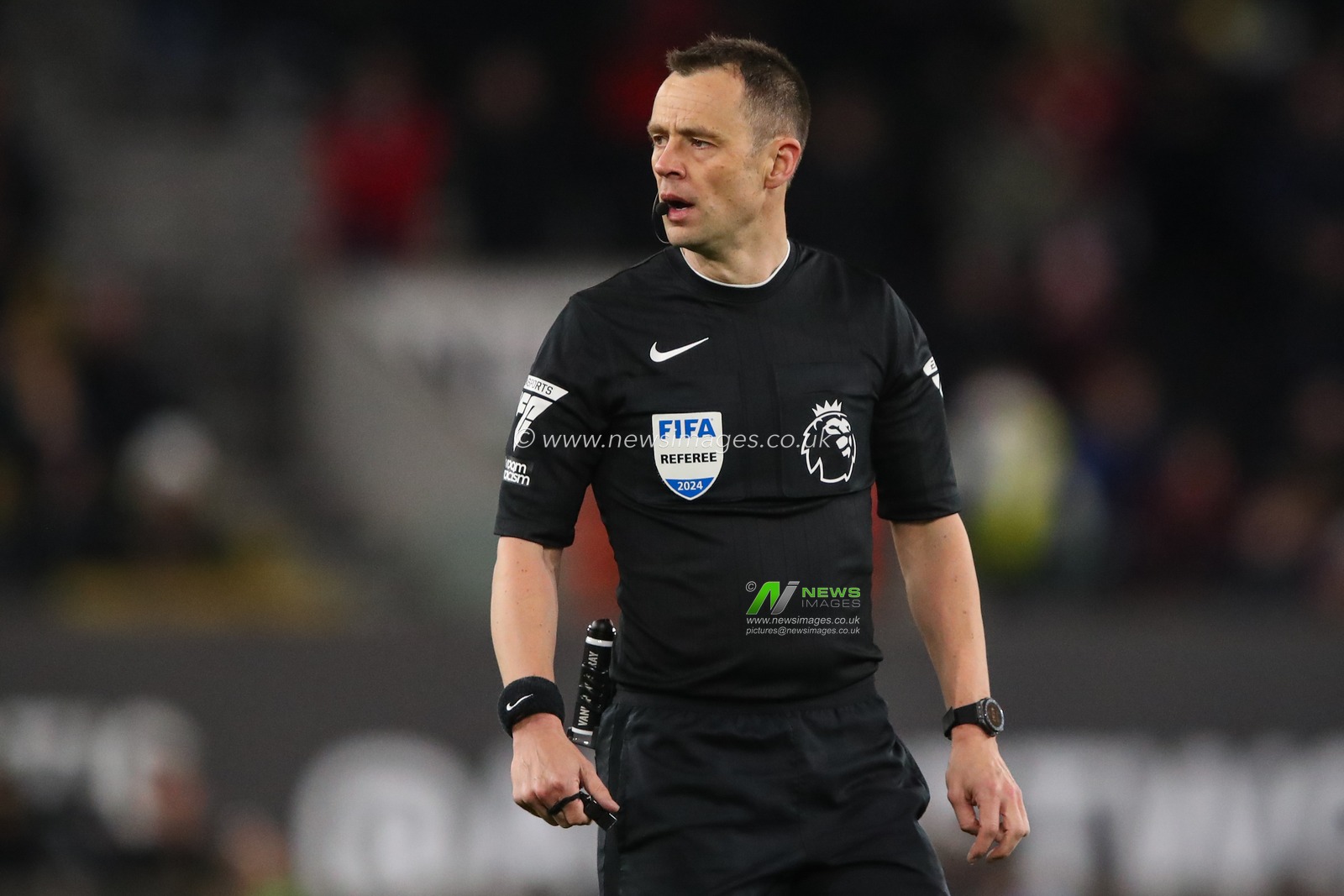 Referee Stuart Attwell during the Premier League match Wolverhampton Wanderers vs Bournemouth at Molineux, Wolverhampton, United Kingdom, 24th April 2024

(Photo by Gareth Evans/News Images)