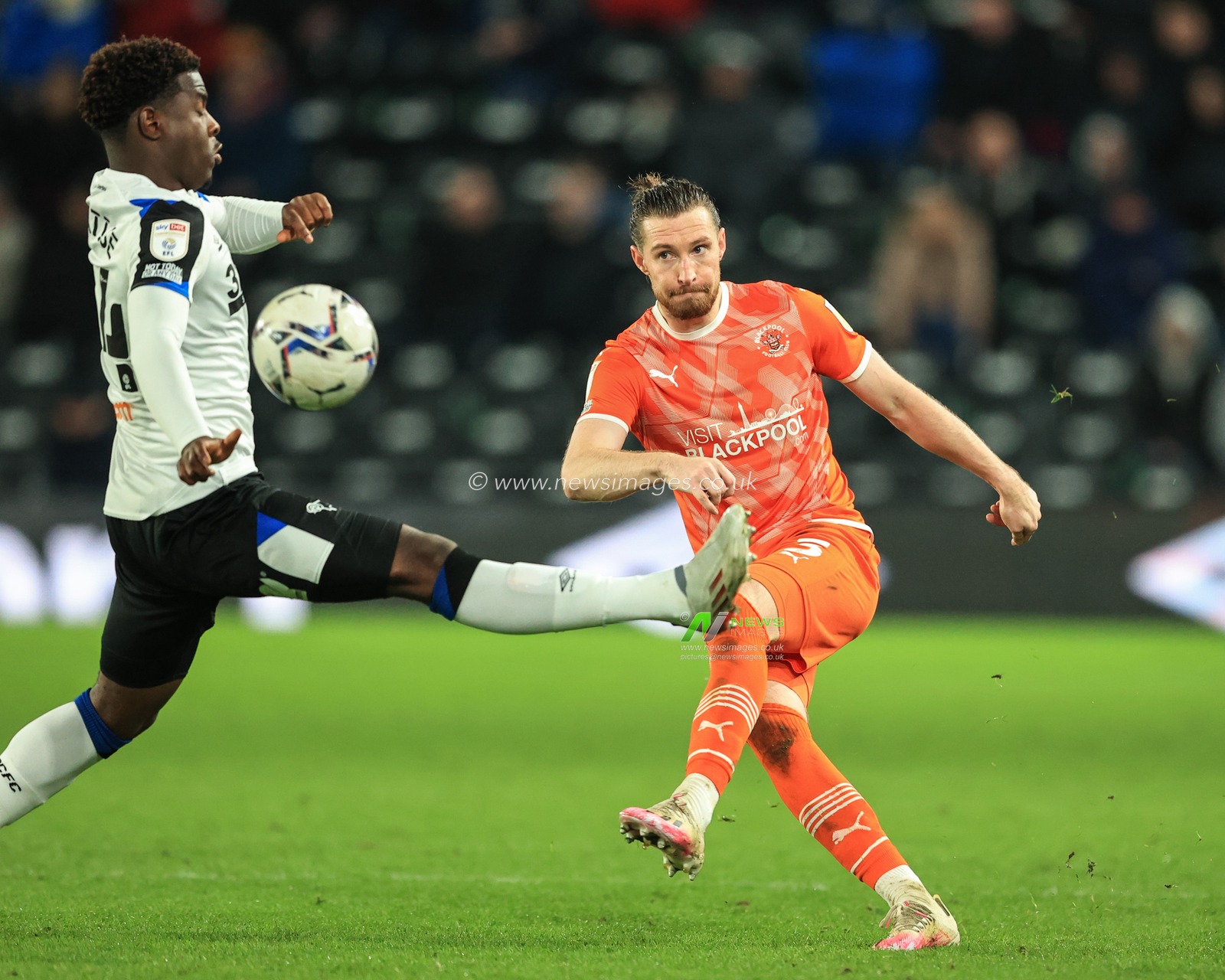 James Husband #3 of Blackpool in action during the game