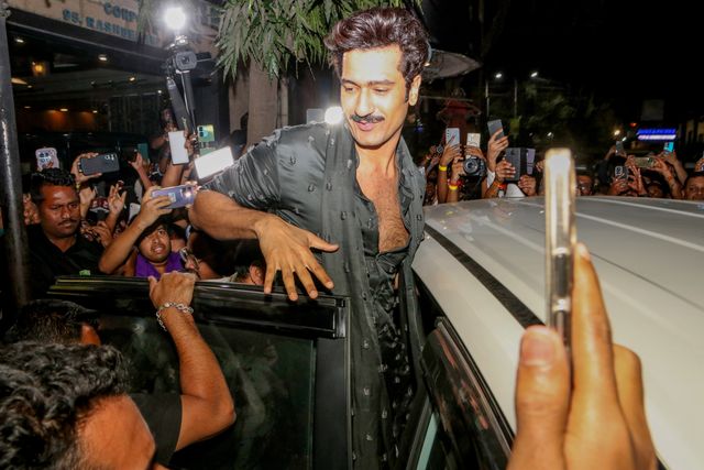 Bollywood actor Vicky Kaushal promoted his upcoming film Chhaava. Vicky played Maratha king Chatrapati Sambhaji Maharaj in the film, which is directed by Laxman Utekar and is slated for a February 14 release in Kolkata on February 7, 2025. Pictures by Debajyoti Chakraborty.(Photo: Debajyoti Chakraborty/News Images)