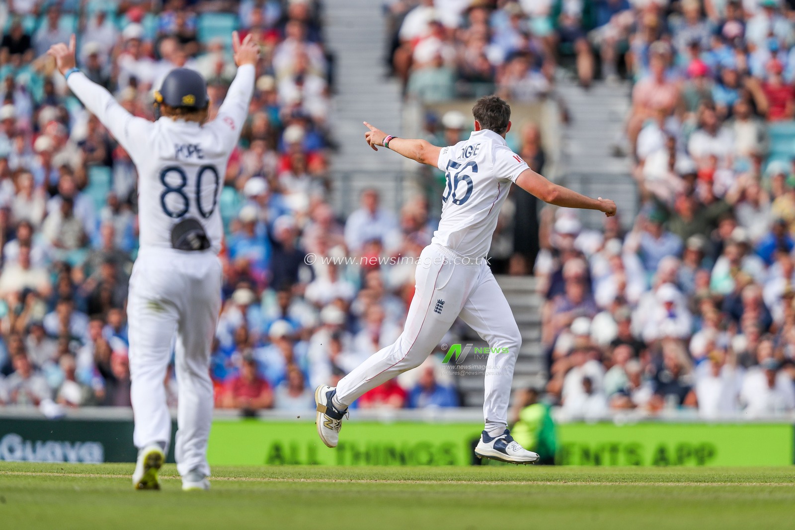 Josh Tongue of England celebrates after the dismissal of Prasidh Krishna of India during the 5th Rothesay Test Match Day 3 England vs India at The Kia Oval, London, United Kingdom, 2nd August 2025

(Photo by Izzy Poles/News Images)
