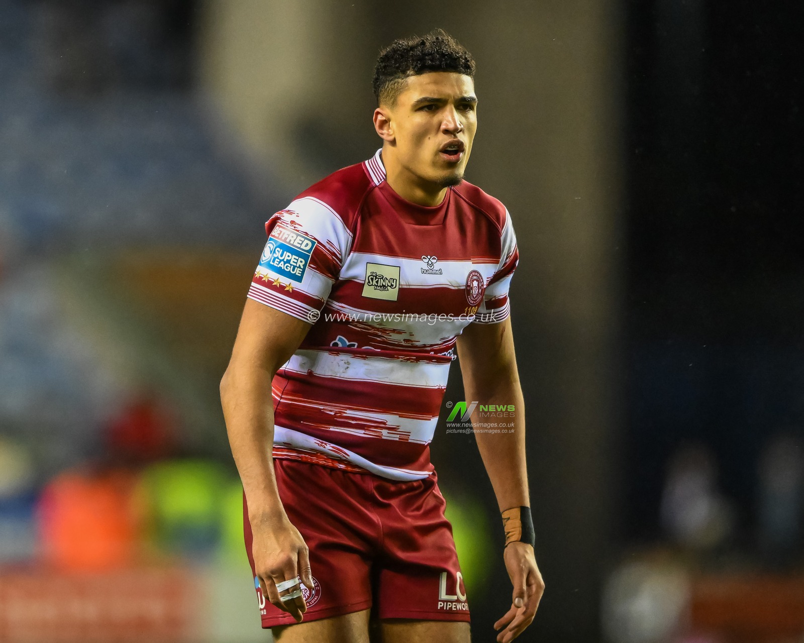 Kai Pearce-Paul #17 of Wigan Warriors during the Betfred Super League Round 4 match Wigan Warriors vs Catalans Dragons at DW Stadium, Wigan, United Kingdom, 9th March 2023

(Photo by Craig Thomas/News Images)