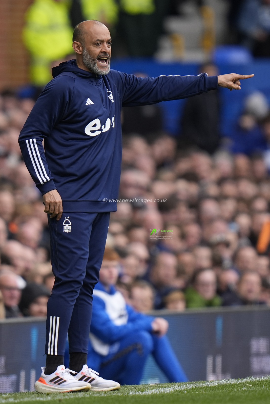 Nuno EspÃ­rito Santo manager of Nottingham Forest shouts instructions during the Premier League match Everton vs Nottingham Forest at Goodison Park, Liverpool, United Kingdom, 21st April 2024

(Photo by Steve Flynn/News Images)